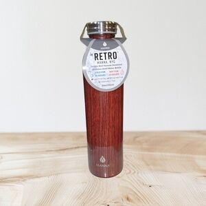 Manna Retro Stainless Steel Water Bottle - Red Woodgrain